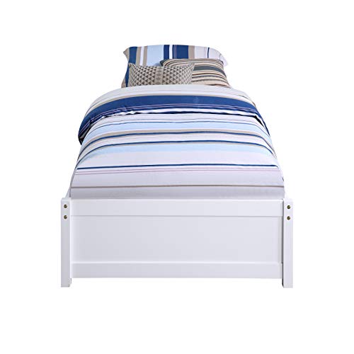 White Twin Size Wooden Platform Bed with 2 Drawers Z972