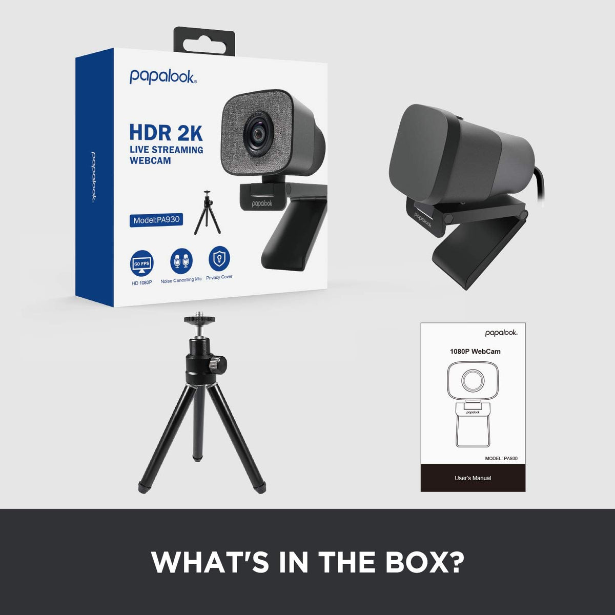 2K Ultra HD Webcam with Dual Microphone and Privacy Cover T1677