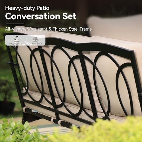 Extra Large 6 Pieces Patio Furniture Set with Fire Pit Table U462570