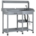 Wooden Potting Bench Table with Sink and Drawer T6717