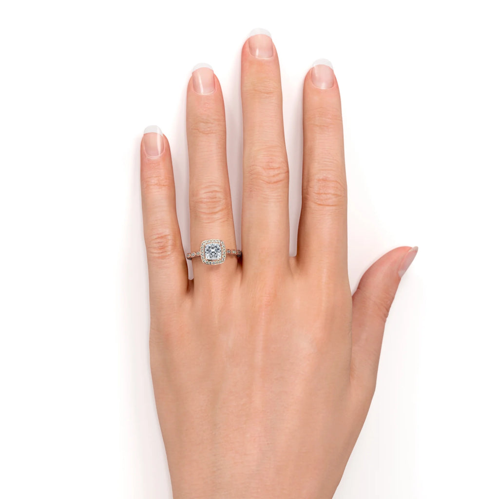 10K Rose Gold Vintage Halo Engagement Ring O421