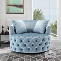 Light Blue Velvet Swivel Barrel Chair L71881