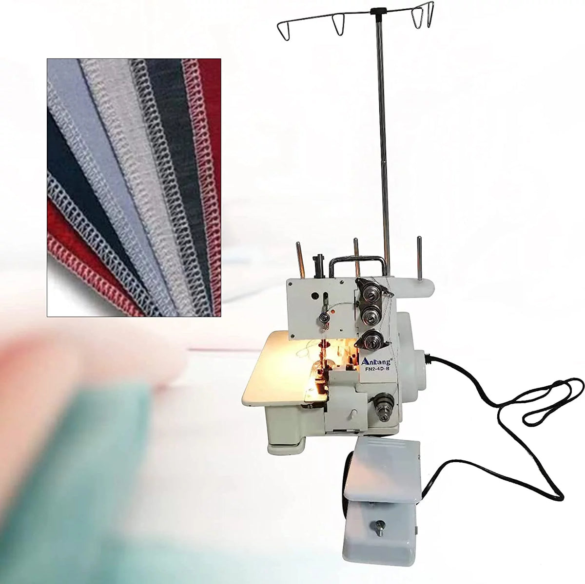 Four-Thread Overlock Serger Sewing Machine with Foot Controller D174