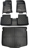 Black 2 Rows and Cargo Liner Set All-Weather Rubber Car Floor Mats K900