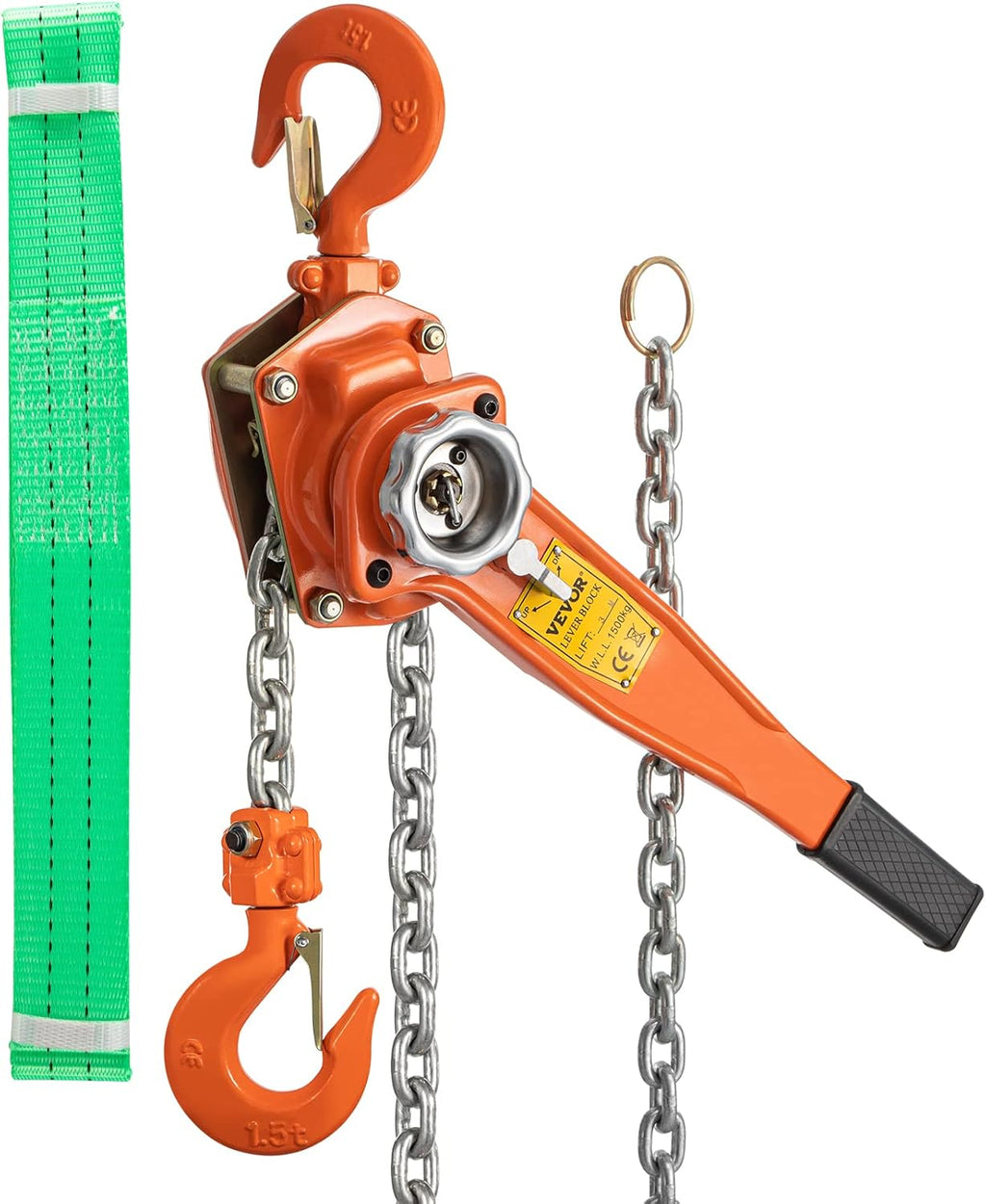 1.5Ton 3300lbs Capacity Ratchet Puller with 10FT Lifting Height, Heavy Duty Steel Hooks A278226