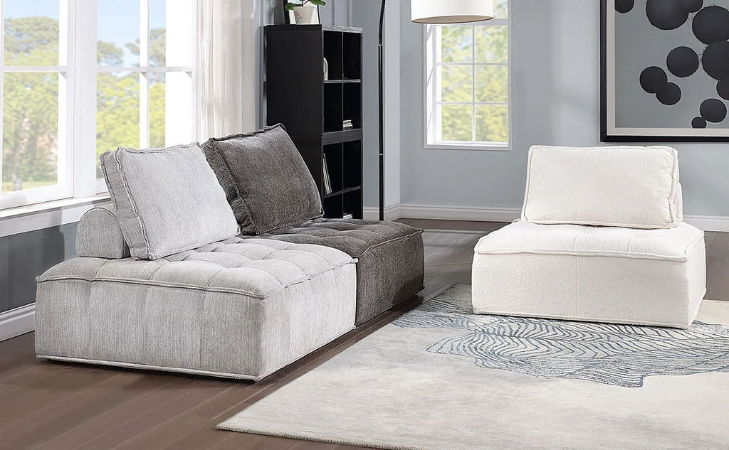Armless Accent Chair Oversized Lounge Chair Linen Gray C1126