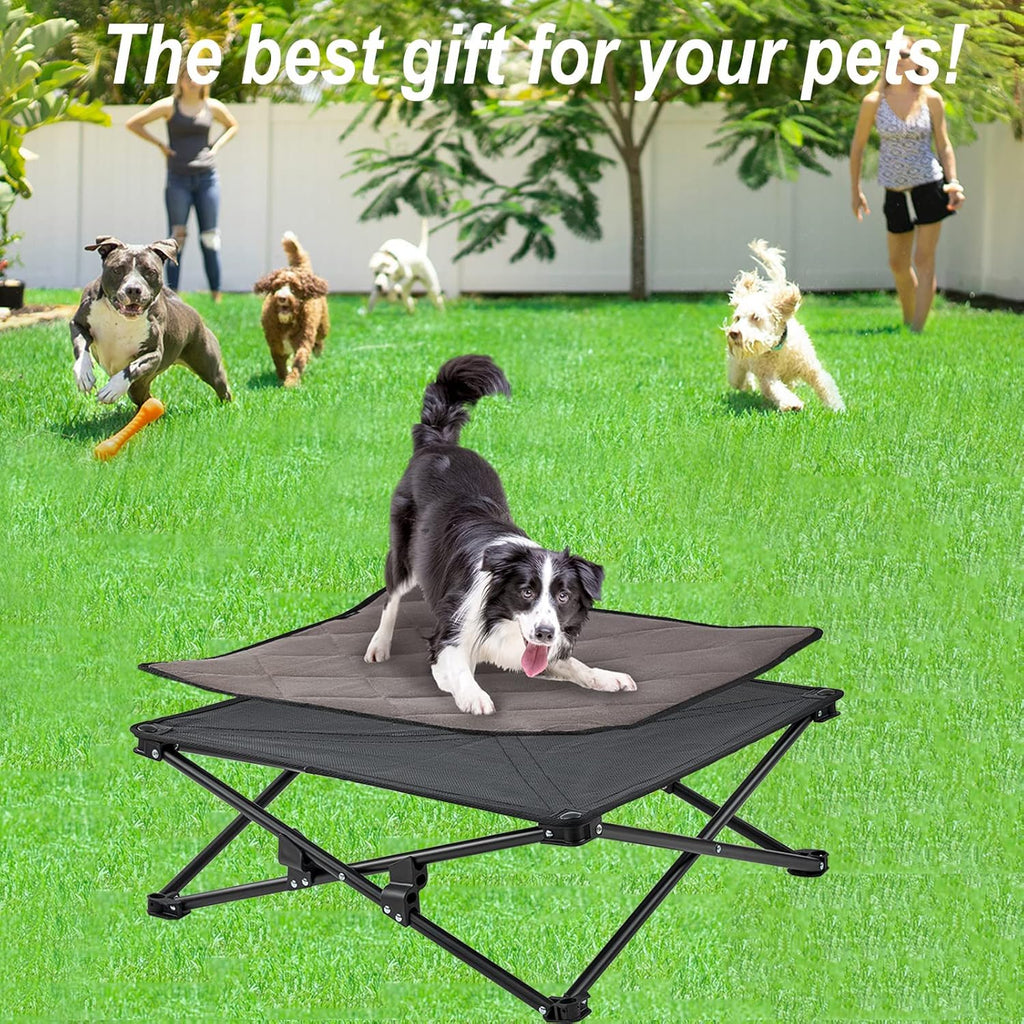 Elevated Folding Dog Cot with Washable Sleeping Mattress and Carrying Bag C6038