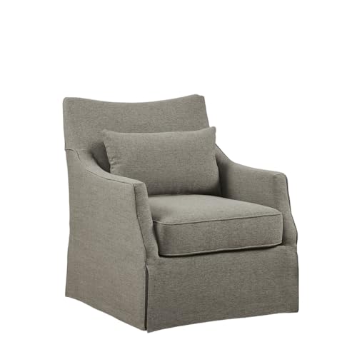 Beige Swivel Accent Armchair with Lumbar Pillow L850092
