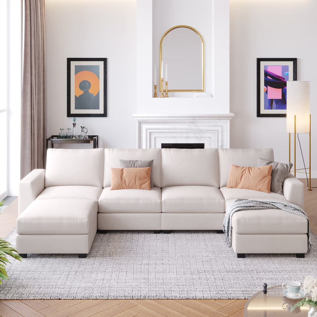 U Shaped Sofa with Removable Ottomans T444