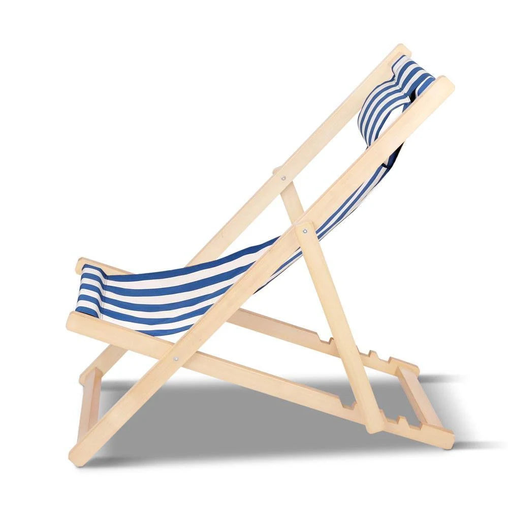 Blue & White Folding Beach Sling Chair V995543