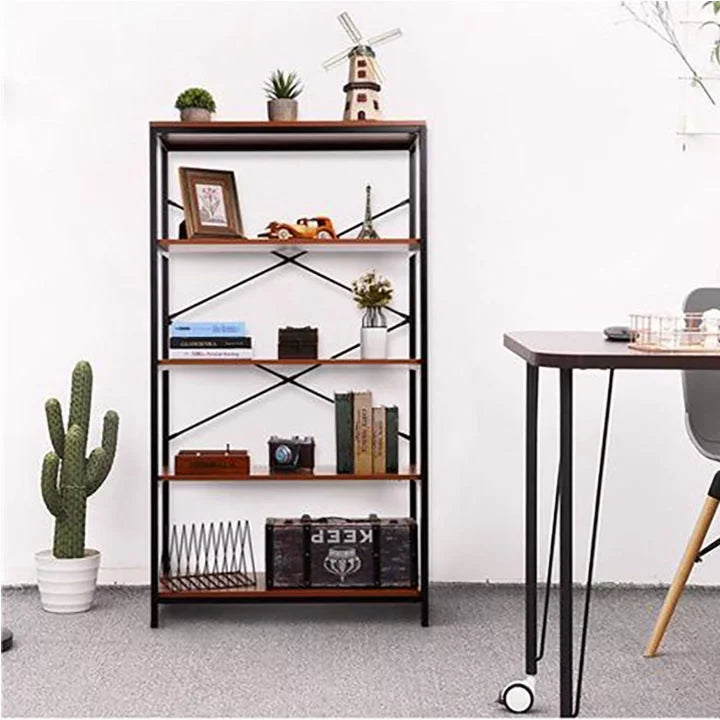 5-Tier Wood and Metal Bookshelf Y4792