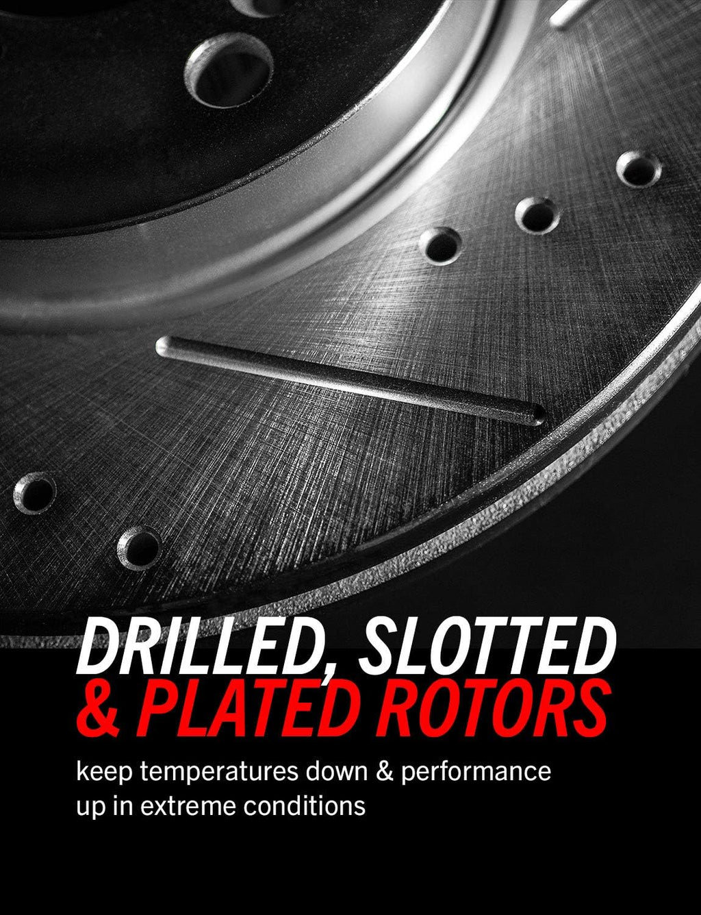 Front and Rear Carbon Fiber Brake Pads with Drilled & Slotted Brake Rotors Kit N222