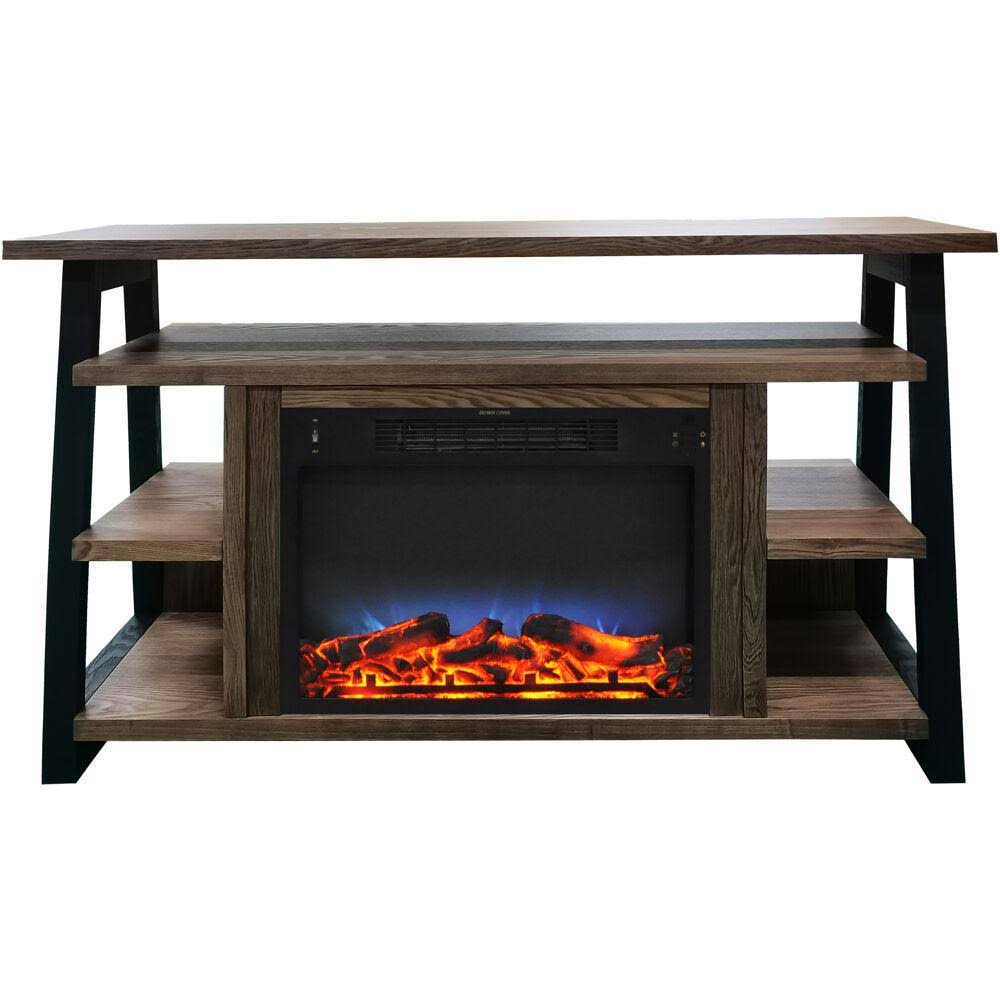 White Electric Fireplace Mantel with LED Flame I942