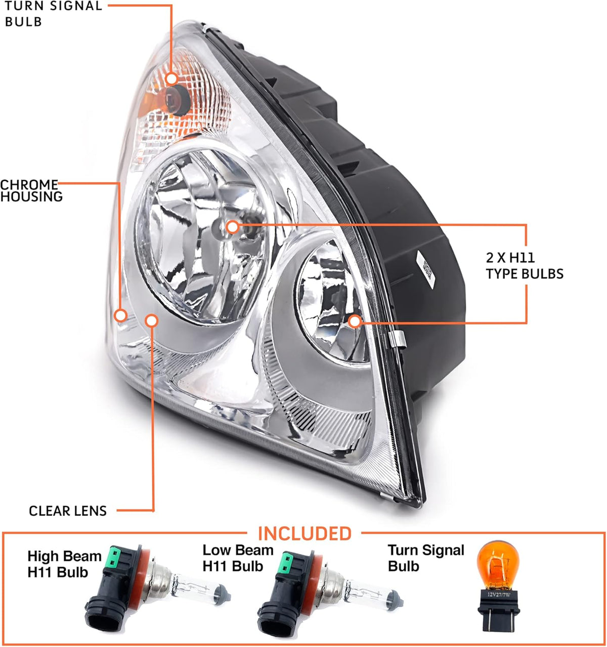 Freightliner Cascadia Halogen Headlight Lamp Driver & Passenger Side A548