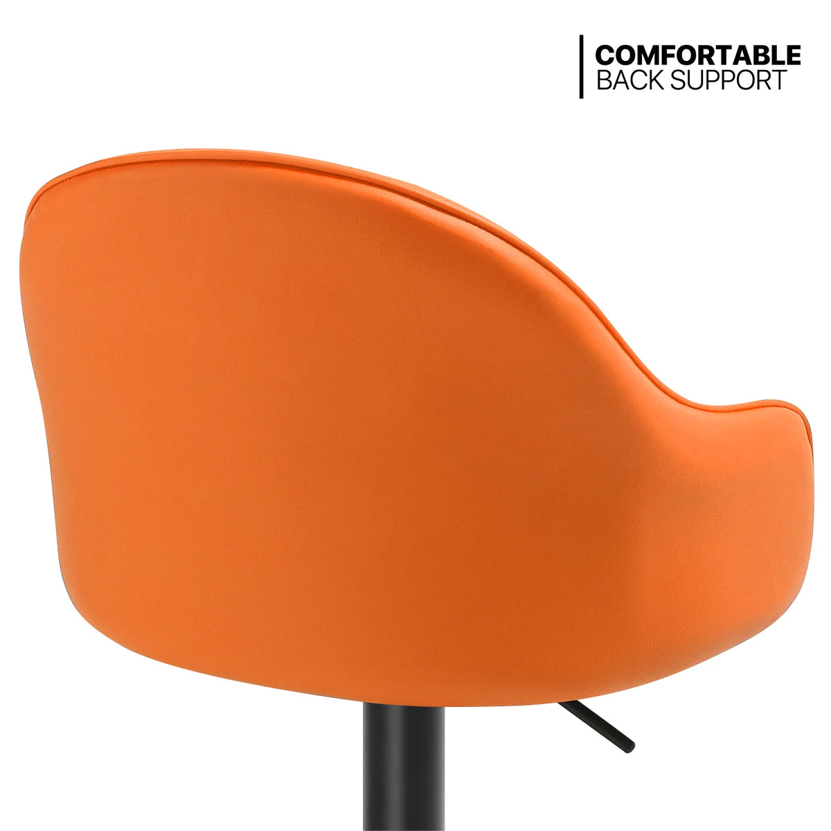 Orange Faux Leather Swivel Bar Stool Set of 2 with Backrest & Armrest D35024