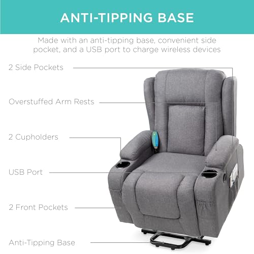 Black Linen Power Lift Recliner Chair B3470