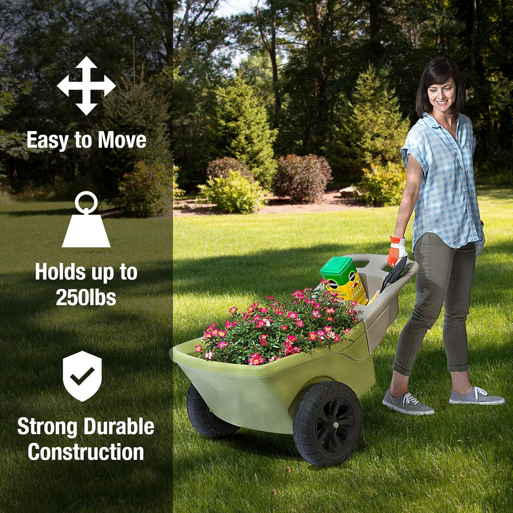 Green 4 Cubic ft. Plastic Wheelbarrow with 2 Wheels V299534