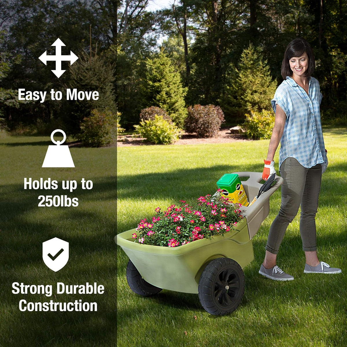 Green 4 Cubic ft. Plastic Wheelbarrow with 2 Wheels V299534