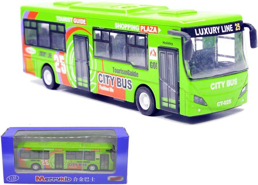 Green Double Decker Bus Die Cast Pull Back Vehicles Pack of 2 I928
