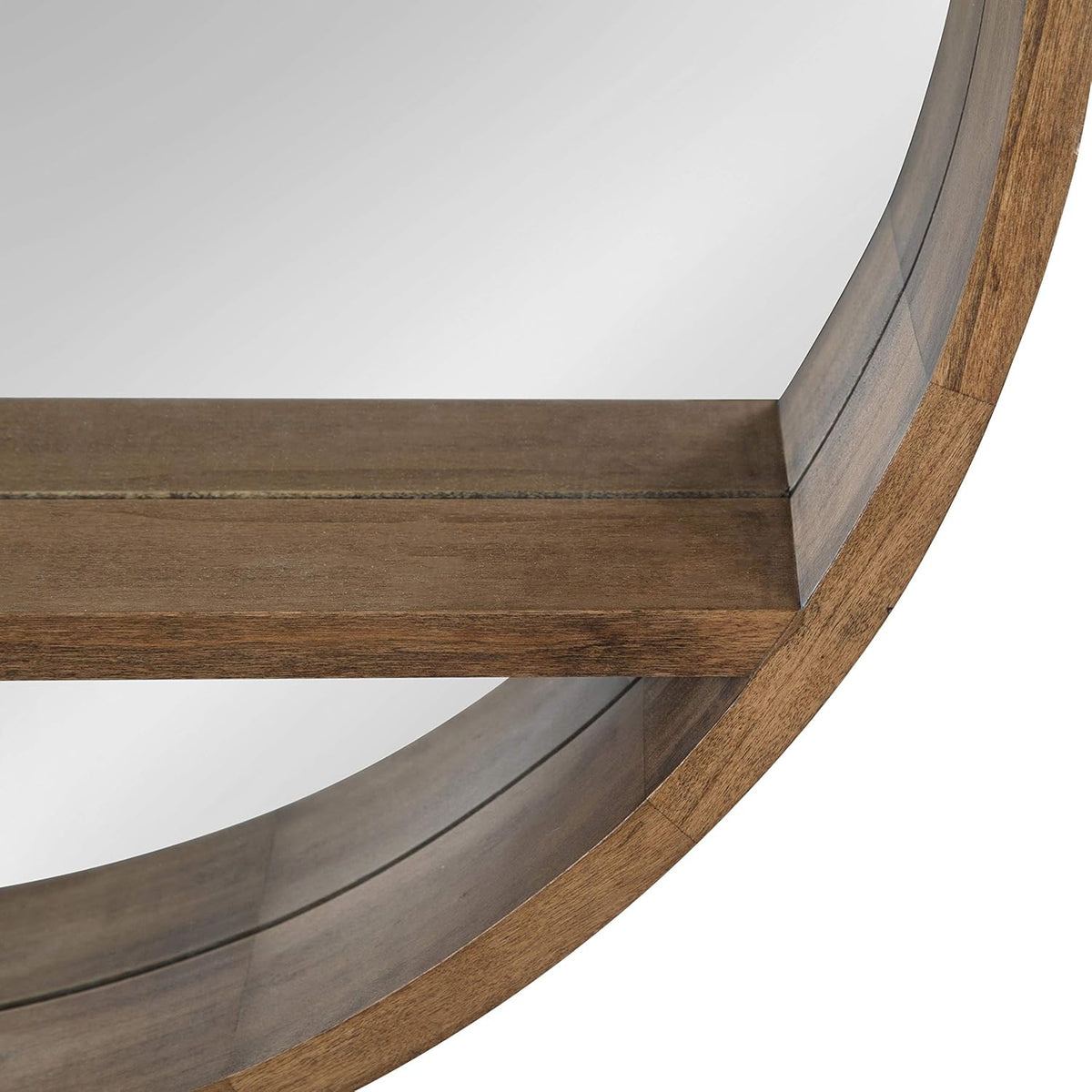 Round Mirror with Shelf, 30" Diameter, Rustic Brown Finish G802