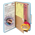 Blue 6-Section Pressboard Classification Folders with 2 Dividers, Legal, 10/bx N769