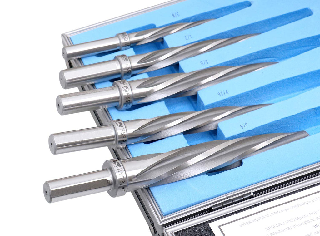 5 Pc H.S.S. Spiral Flute Car Reamer Set with Aluminum Case E61871