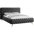 Gray Velvet Tufted Queen Bed G2463