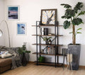 Walnut 5-Shelf Bookcase Brown Metal W293