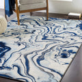 Abstract Coastal Marble Swirl Pattern Area Rug 8'10" x 12' K3066