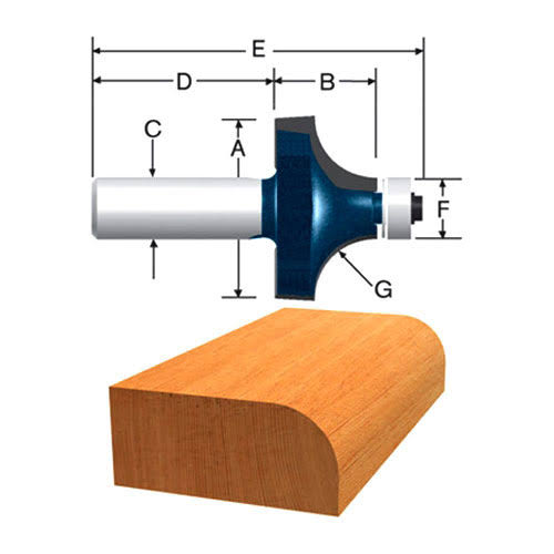 3/4 inch Carbide Tipped Roundover Bit H8433