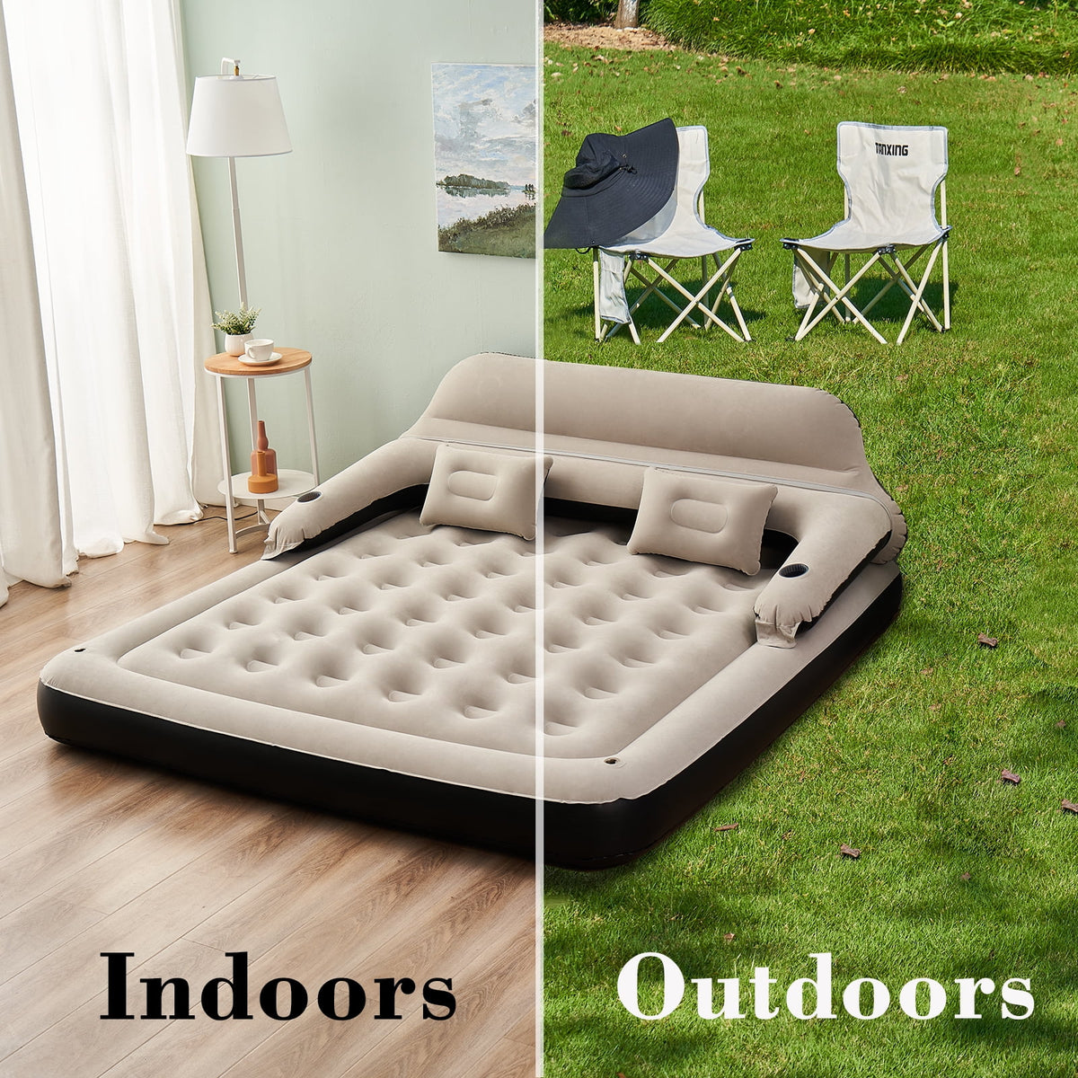 King Size Inflatable Air Mattress with Headboard S586670