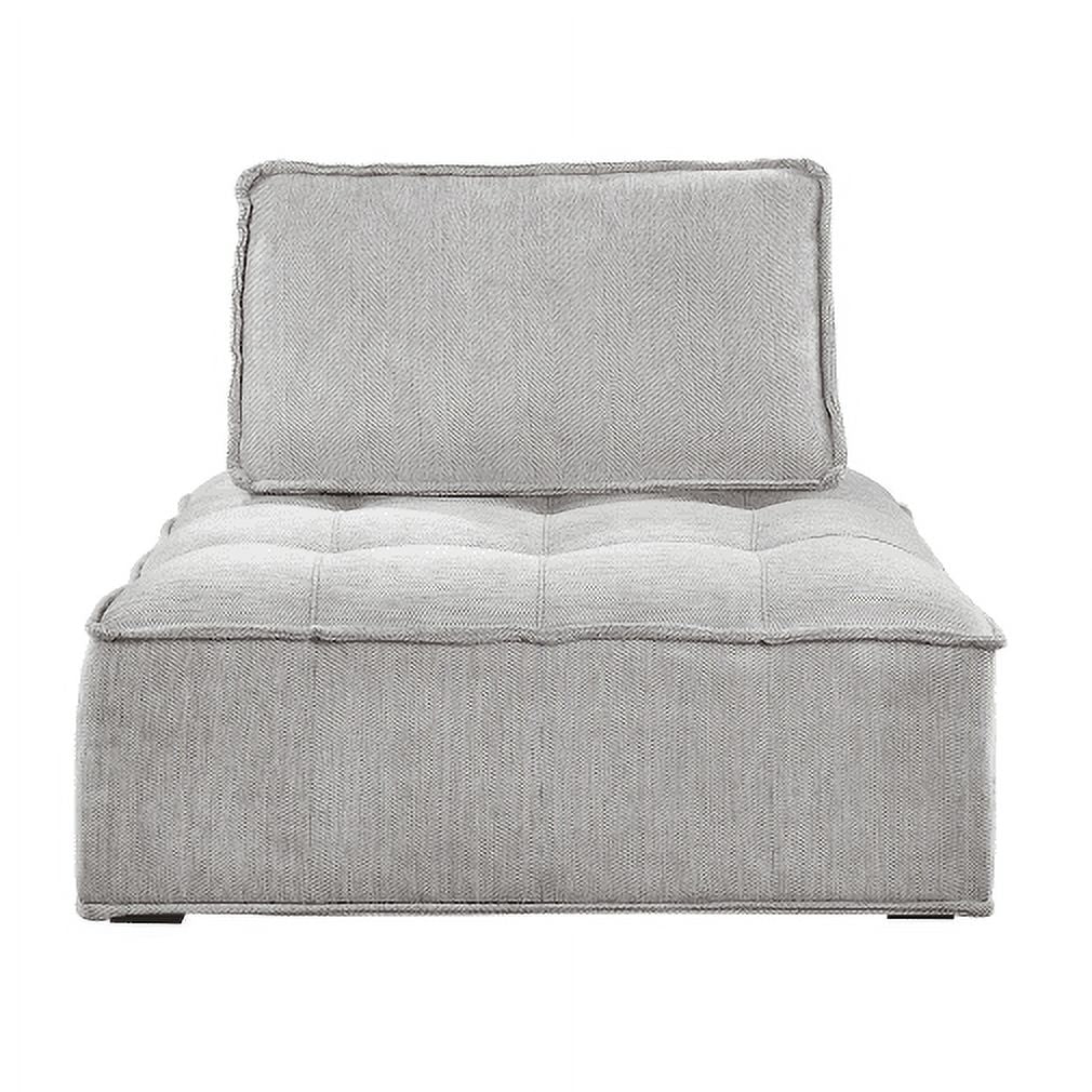 Armless Accent Chair Oversized Lounge Chair Linen Gray C1126