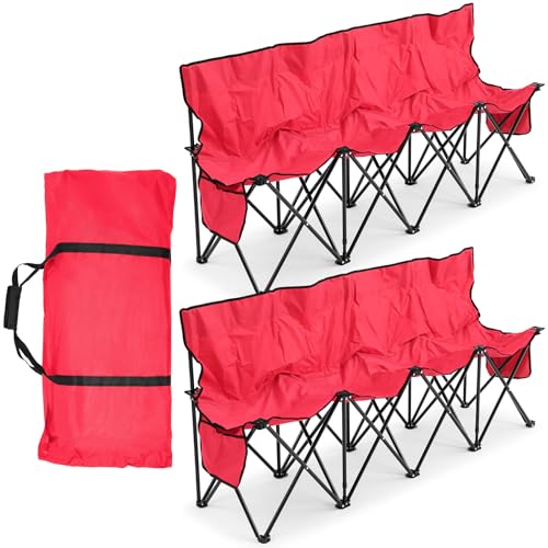 Portable 4 Seat Foldable Soccer Bench with Pockets and Carrying Bag J2814