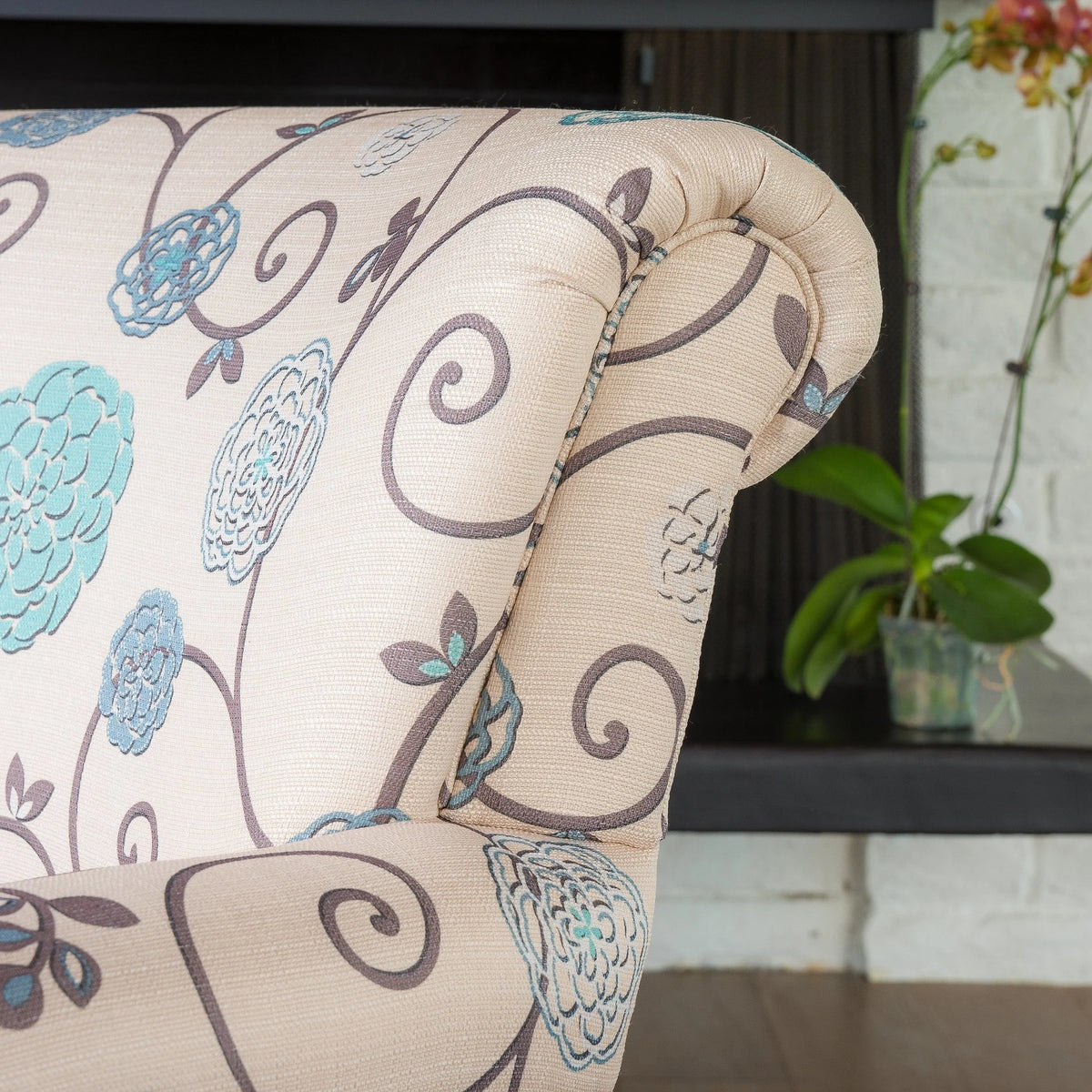 Blue Floral Club Chair B11455