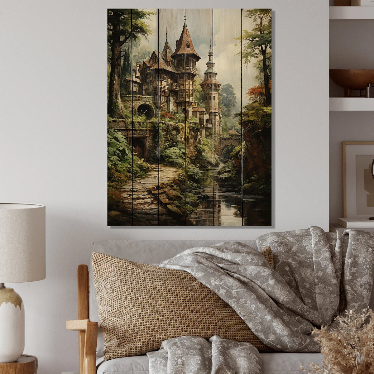 Rustic Wall Art Print on Natural Pine Wood M16355