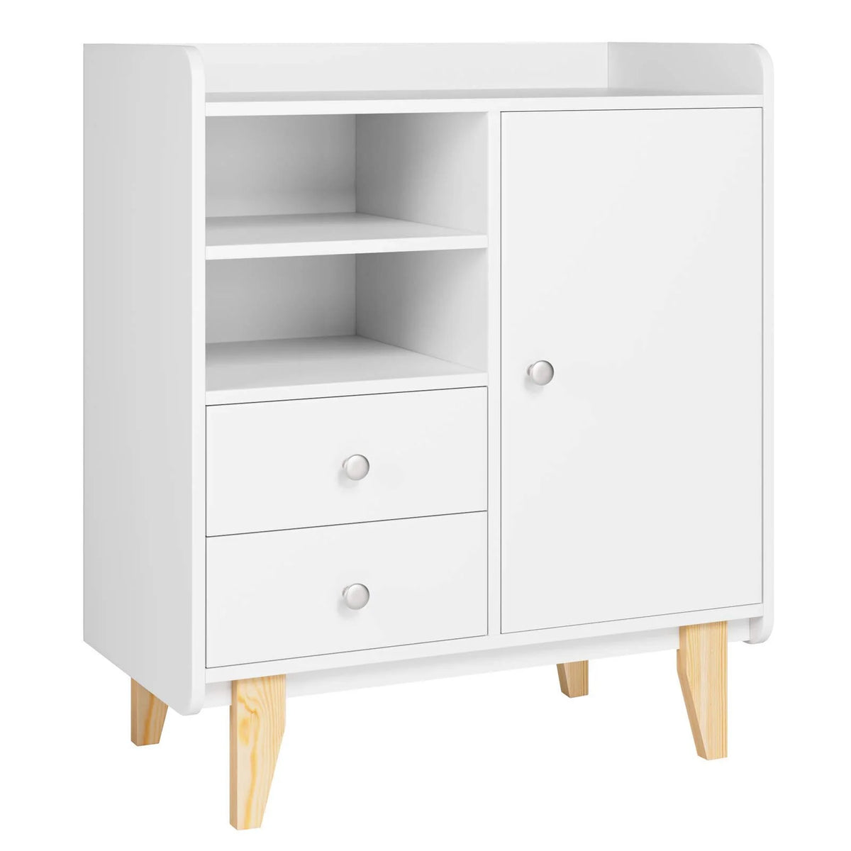 White Wooden Floor Storage Cabinet with Door and Drawers B9293
