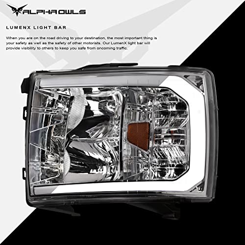 Black Amber Crystal Headlights with LED Light Bar O79458