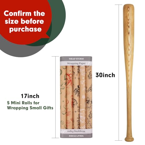 5 Rolls 17" x 120" Vintage Kraft Christmas Wrapping Paper Set L616