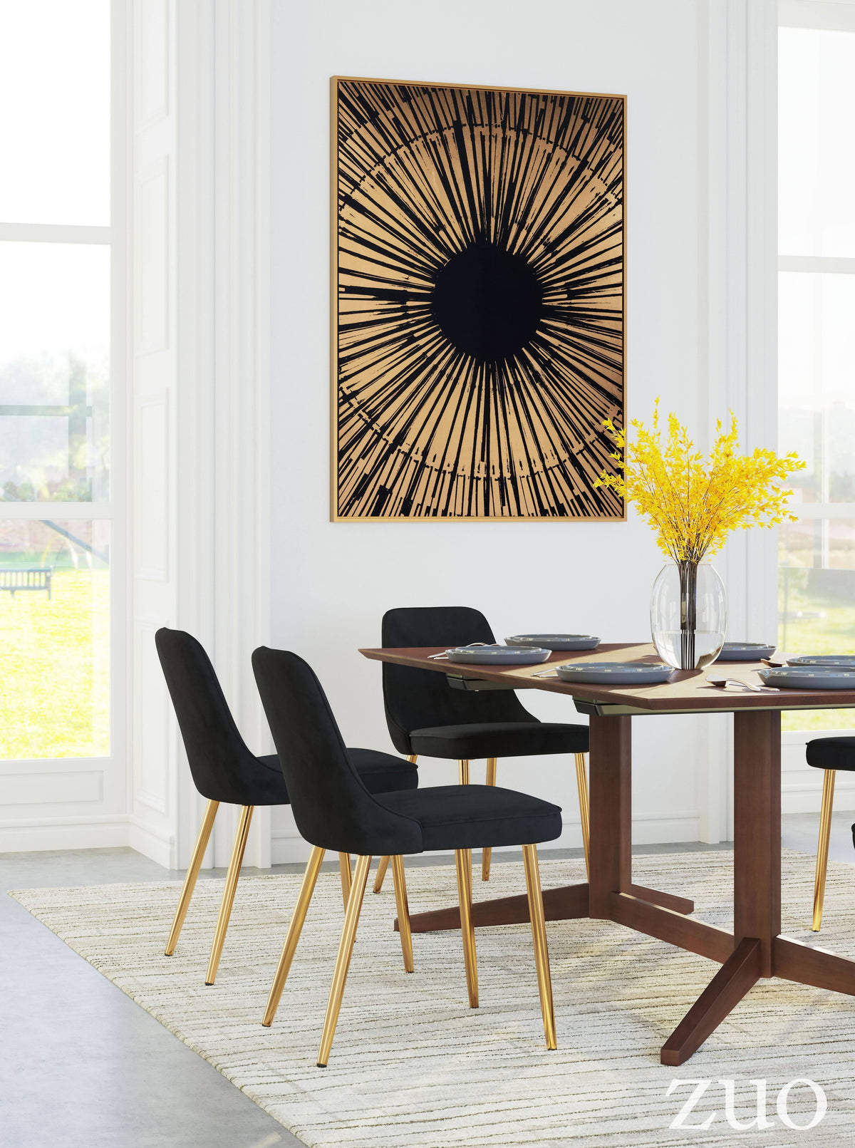 Canvas Black Gold Sunburst F5745