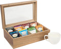 Acacia Wood Tea Bag Storage Box with Clear Acrylic Magnetic Lid B732