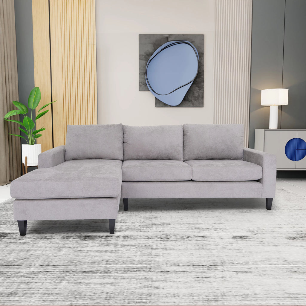 Grey L Shaped Sectional Sofa with Solid Wood Frame A6941