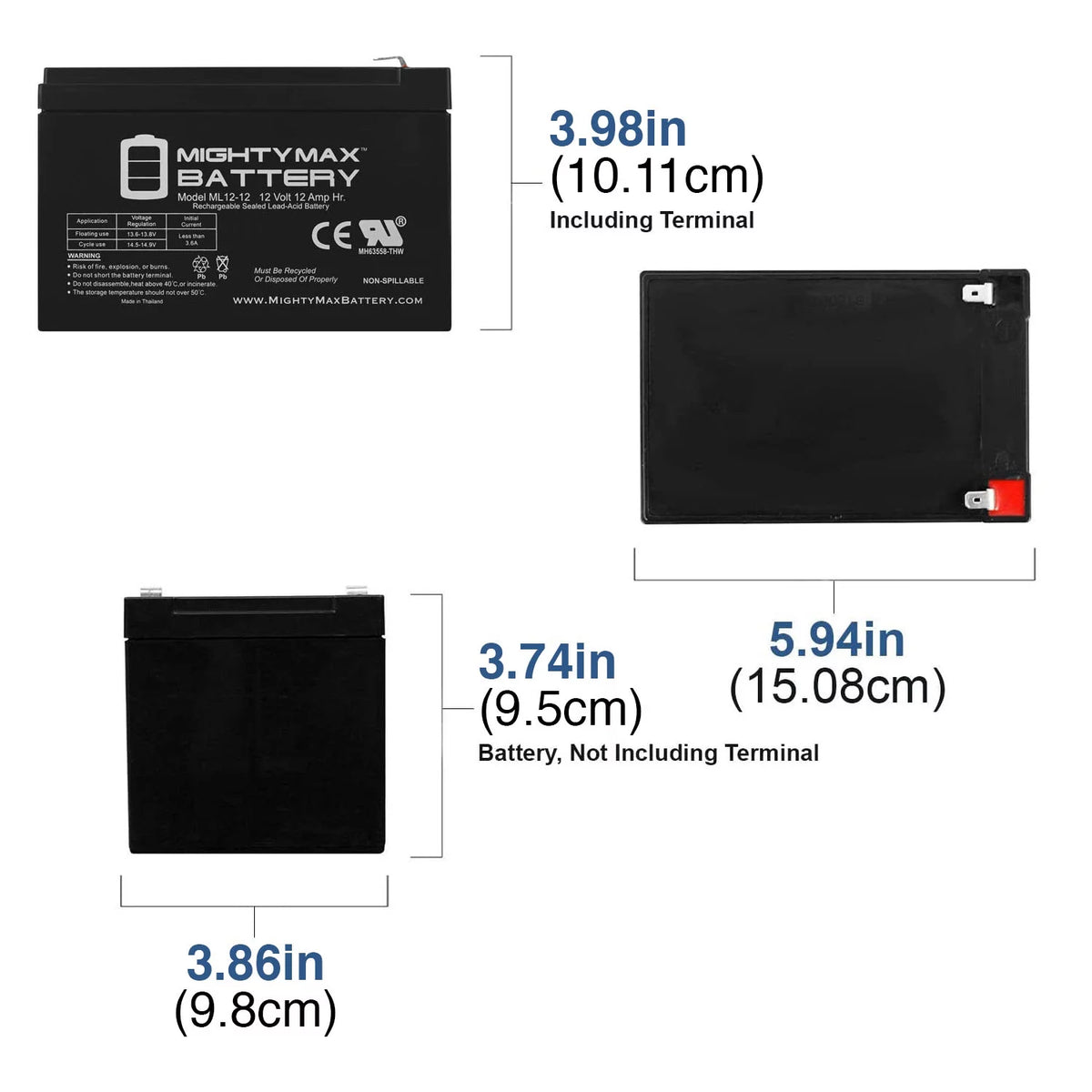 12V 12AH SLA Battery 3 Pack O495612