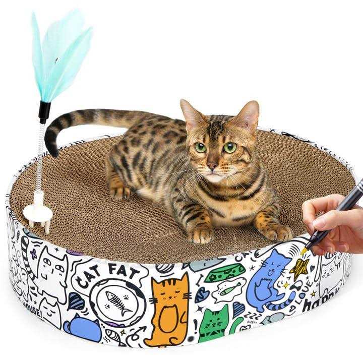 2in1 Oval Cardboard Cat Scratcher Bed L675109