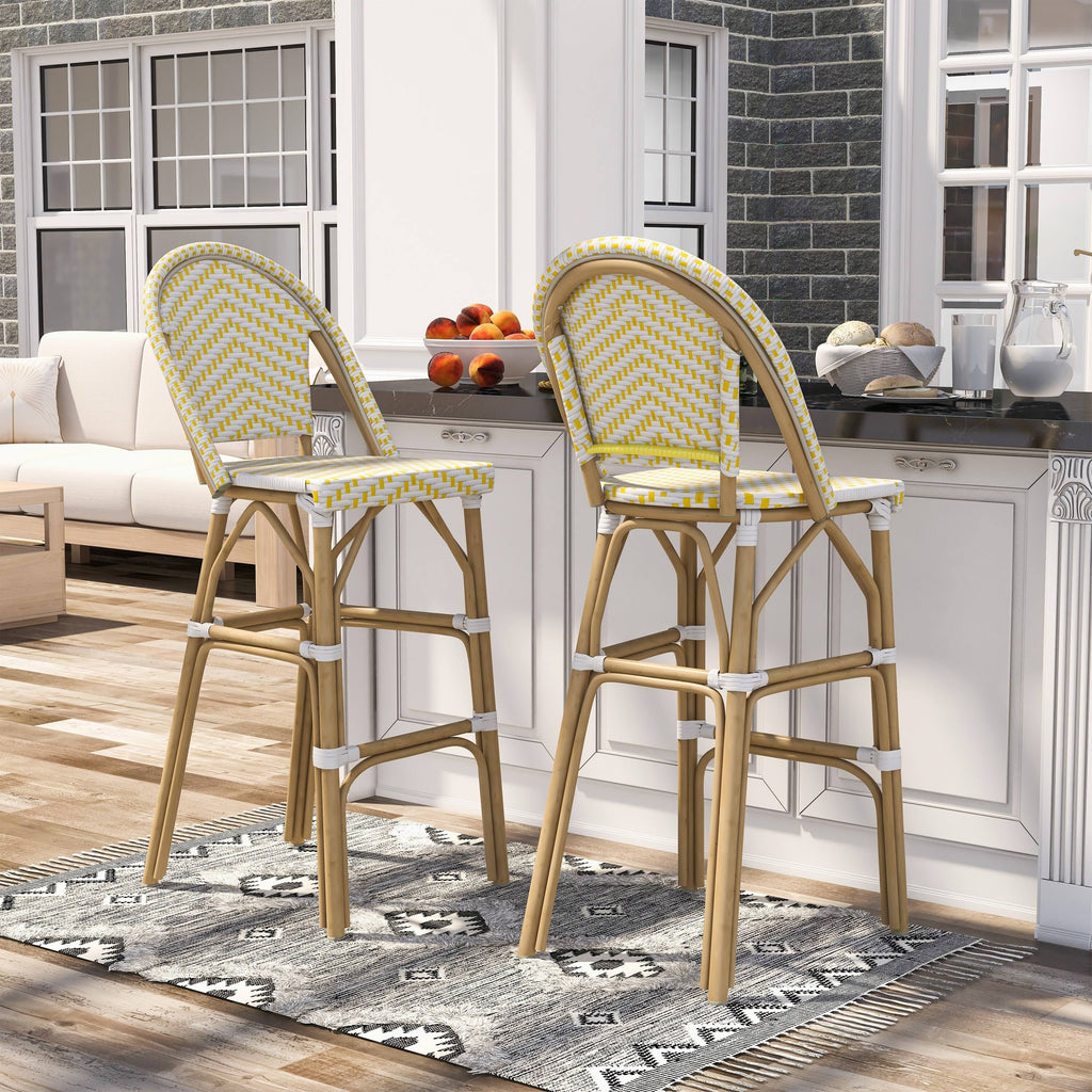 Natural Tone Patio Bar Chairs (Set of 2) L1004