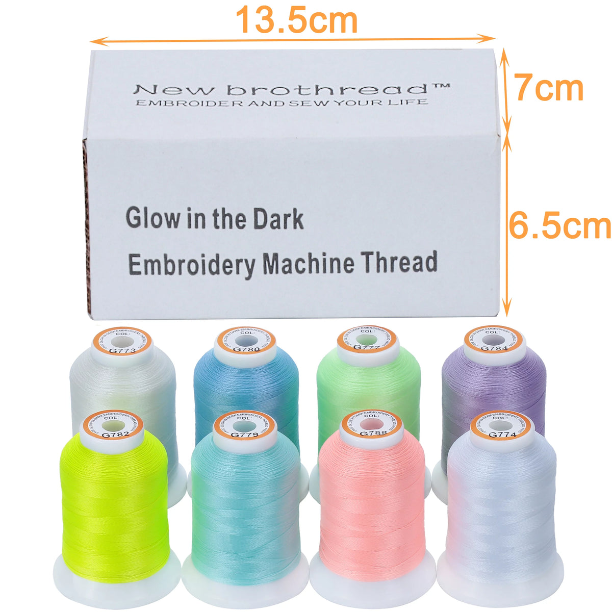 8 Colors Glow in The Dark Embroidery Machine Thread Kit B836241