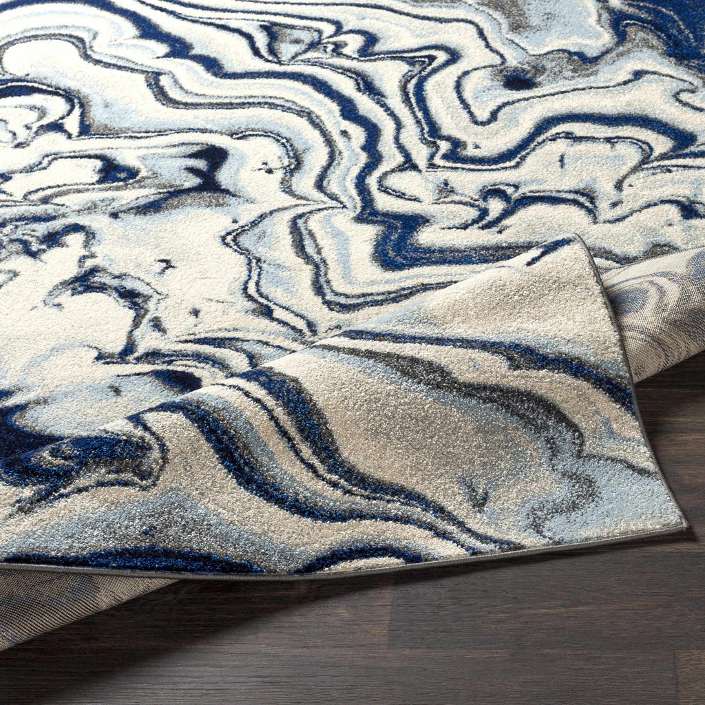 Abstract Coastal Marble Swirl Pattern Area Rug 8'10" x 12' K3066