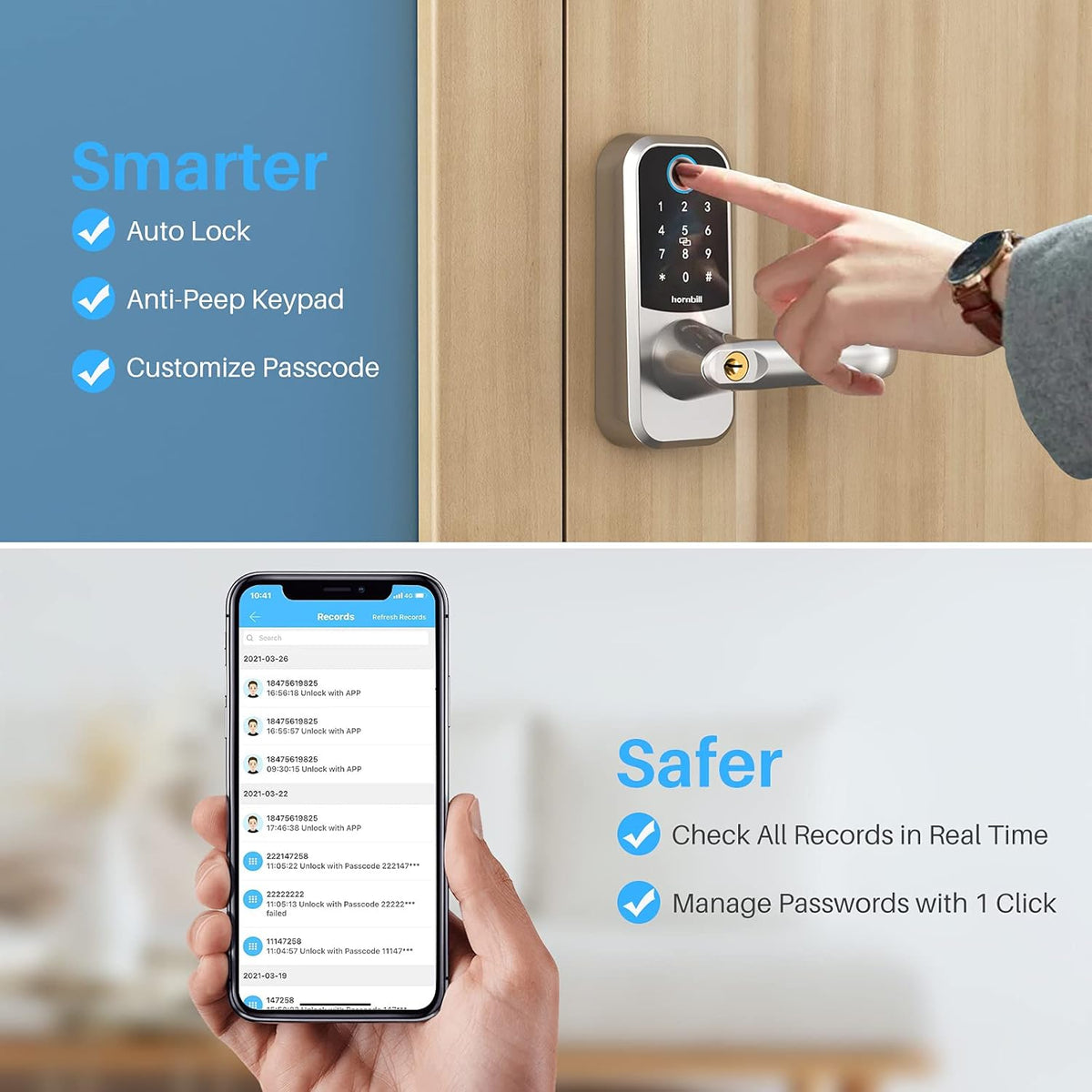 Smart Lock with Touchscreen Keypad, Bluetooth, Electronic Digital Deadbolt S7075