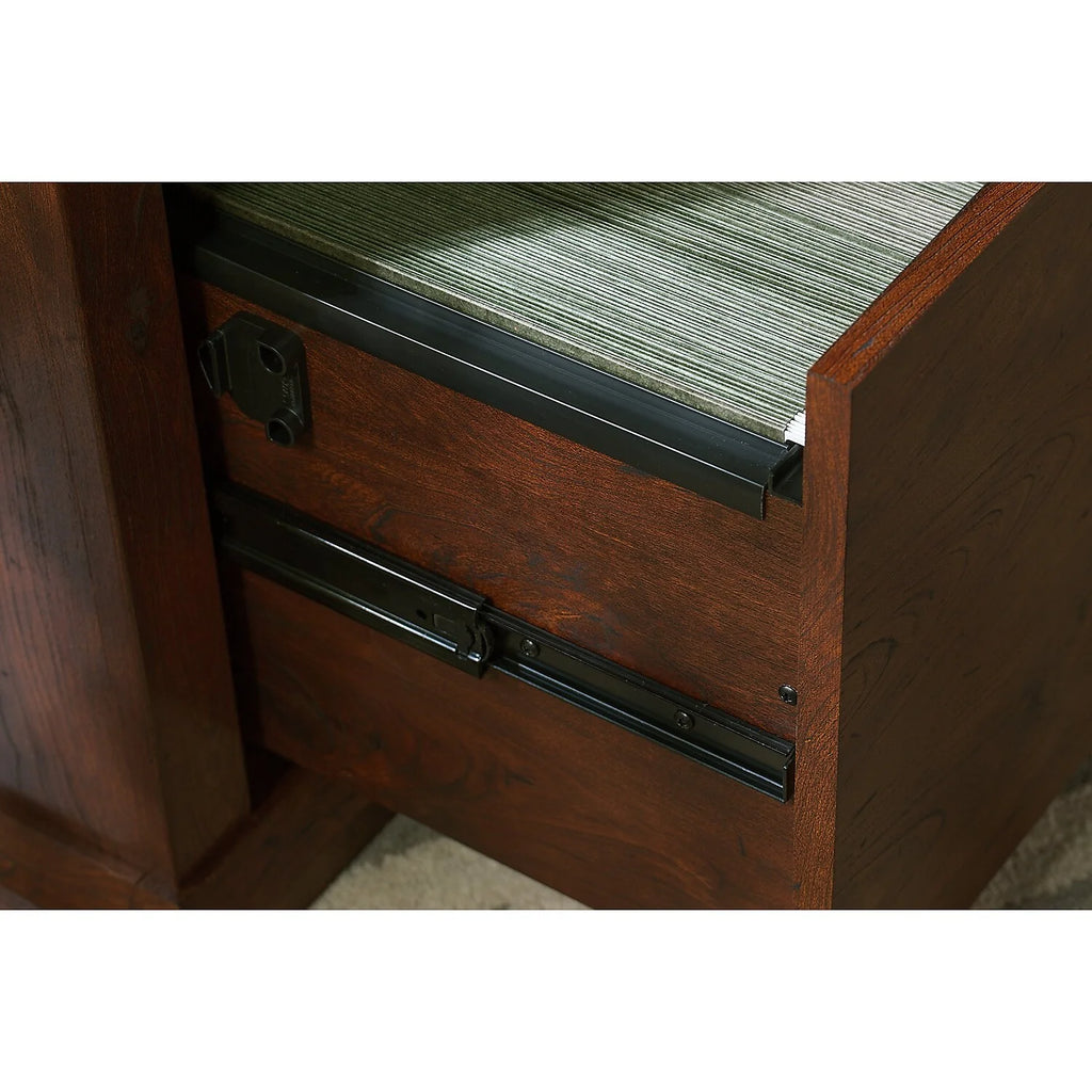 L Desk with Hutch File & Bookcase Antique Cherry Engineered Wood G9135