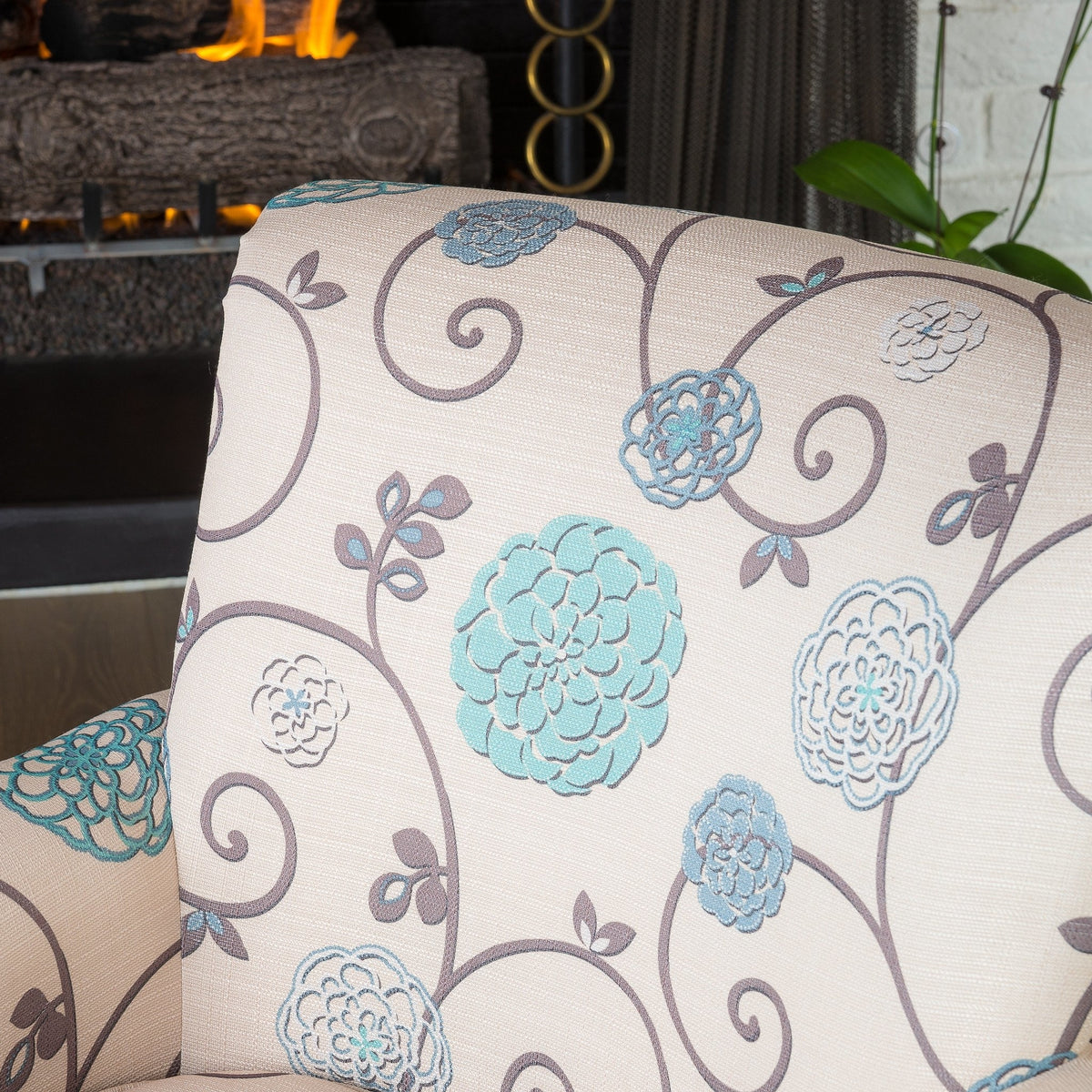 Blue Floral Club Chair B11455