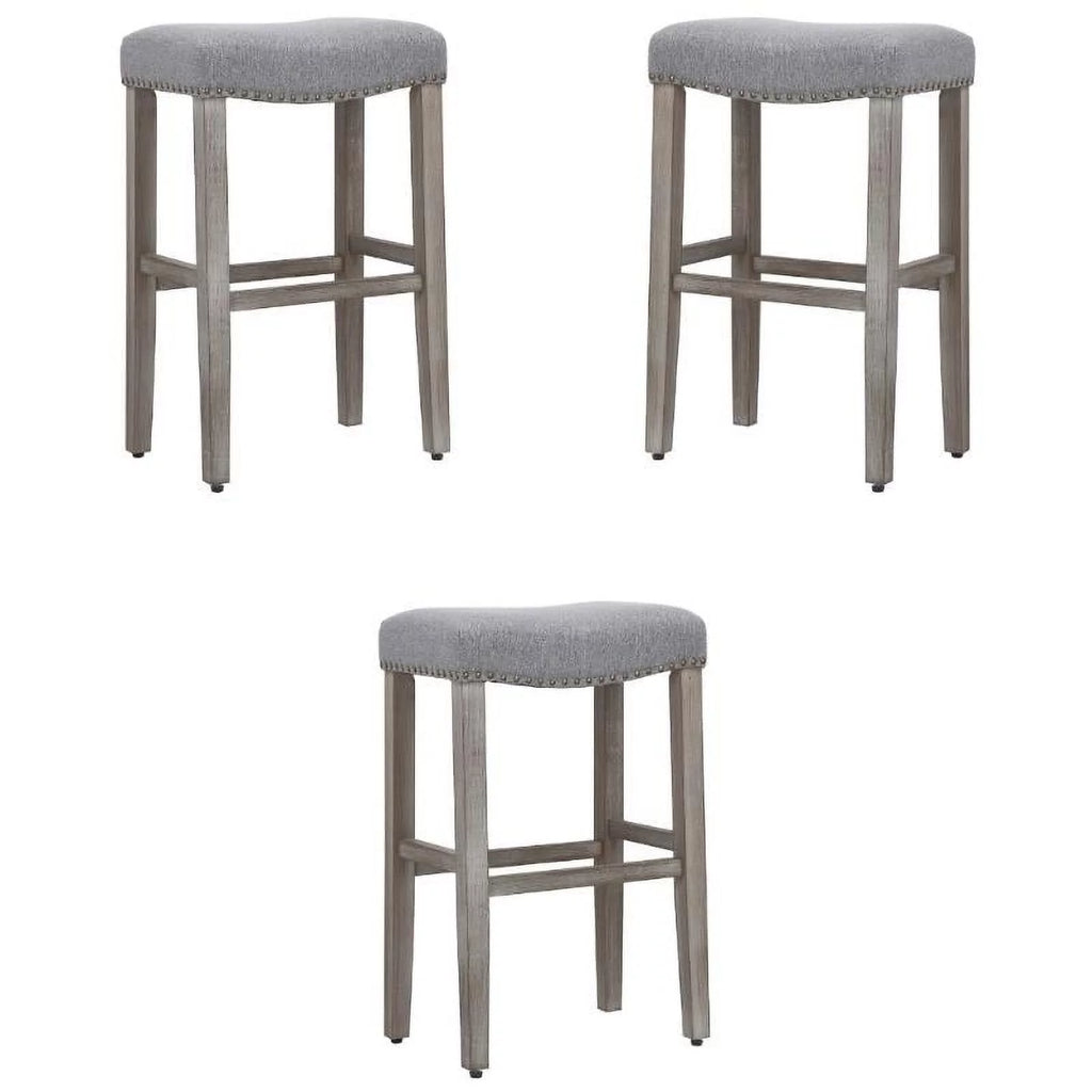 29" Upholstered Saddle Seat Bar Stool Set of 3 P916